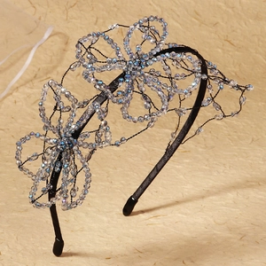 Handcrafted Crystal Beaded Flower Headband Mesh Floral Hair Hoop For Wedding Party Ethereal Hair Accessories For Women