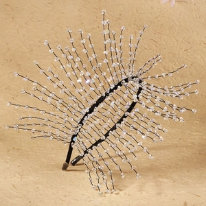 Serre-tête Exagéré à Franges en Cristal Rayonnant Fait Main Strass Coiffe de Mariée Fête Bal Mariage Accessoires Cheveux Femme
