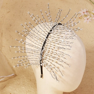 Serre-tête exagéré fait main avec franges en cristal pour mariage et accessoires fête