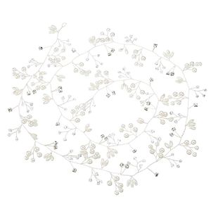 Vigne de cheveux de mariée avec fil argenté, perles blanches et cristaux étincelants