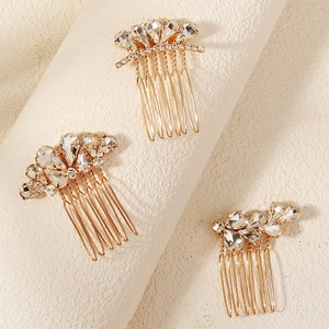 Peignes à Cheveux de Mariée Fait à la Main Avec Strass Alliage d'Or Design Floral Papillon Accessoires de Mariage Pour Femmes Bijoux