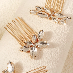 Peigne à cheveux de mariée doré avec strass en cristal étincelants pour coiffures de mariage