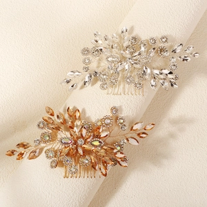 Peigne à Cheveux de Mariée Fait à la Main Strass Tournesol Coiffe de Mariage Alliage Accessoires de Cheveux Floraux pour Femme Bijoux de Fête