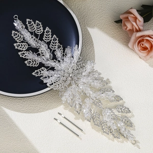 Luxury Alloy Crystal Flower Bridal Hair Vine With Leaf Rhinestone Wedding Headband For Women Hair Accessories