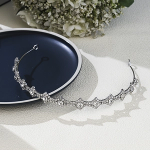 Elegant silver alloy headband with sparkling rhinestones for bridal wedding and party events