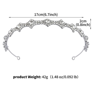Sparkling silver alloy tiara with rhinestone inlay for wedding parties and events