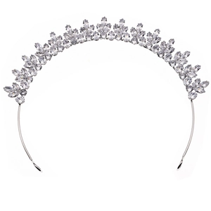 Eleganter silberner Braut-Haarreif mit blattförmigen Marquise-Kristall-Zirkonia