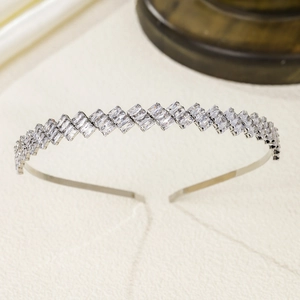 Elegant Silver Alloy Zirconia Headband For Women Luxury Marquise Cut Gemstone Hairband Wedding Party Bridal Headpiece Jewelry