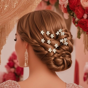 Set di forcine per capelli da sposa con fiori bianchi e perle per acconciature