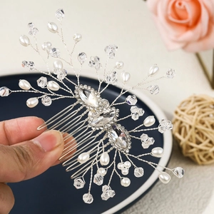 Peigne à cheveux de mariée élégant avec strass marquise et perles pour mariage