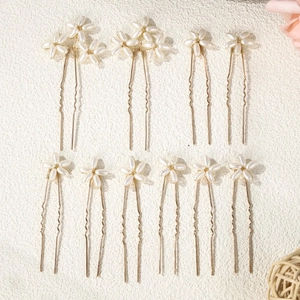 Elegante set di 10 forcine da sposa con perle bianche e fermagli in metallo a forma di U