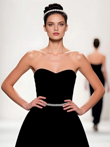 Dettaglio della cintura da sposa in perle bianche e fascia per capelli fatta a mano
