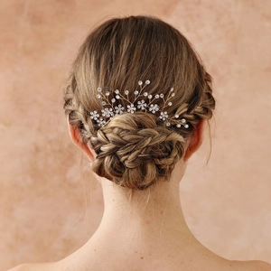 Bridal Rhinestone Flower Hair Pins Elegant Gold Silver Branch U Shaped Hair Sticks For Wedding Party Women Hair Jewelry