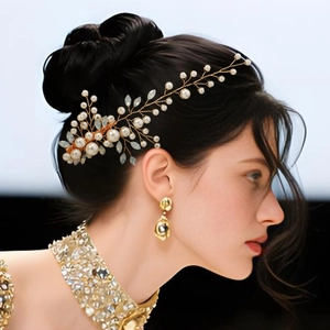 Vintage Handmade Imitation Artificial Pearl Flower Hair Clips For Wedding Banquet Women Gold Silver Branch Bridal Hair Accessories