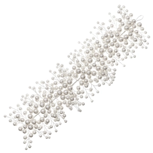 Bandeau de mariée de luxe fait main avec perles blanches élégantes et fil d'argent