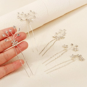 Fünfteiliges Braut-Haarnadel-Set mit funkelnden Strasssteinen und Blumenranken-Design