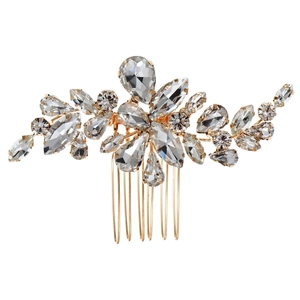 Eleganter Brauthaarkamm mit funkelnden Strasssteinen und goldener Legierung für Hochzeiten