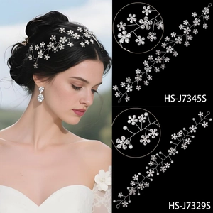 Handmade Bridal Hair Vine With Sparkling Rhinestones And Imitation Artificial Pearls Silver Alloy Flower Headband For Wedding Party