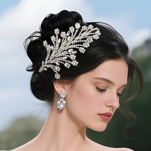 Luxury Leaf Bridal Hair Vine Alloy Rhinestone Artificial Pearl Wedding Headband Vintage Flower Hair Accessories For Bride Bridesmaid