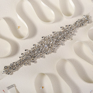 Luxury Rhinestone Bridal Belt For Wedding Dress Elegant Crystal Flower Satin Ribbon Sash Belt For Women Party Accessory