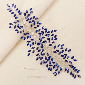 Vite per capelli da sposa con cristalli blu navy e filo d'argento per acconciature da sposa