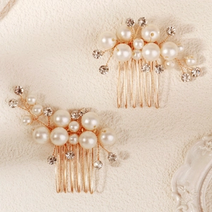 Détails de peignes à cheveux de mariée faits main avec perles et strass