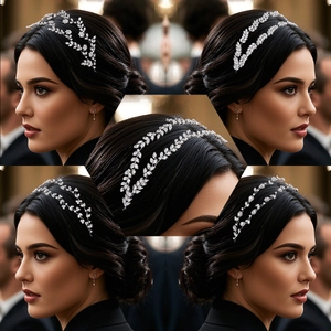Vite per Capelli da Sposa con Design a Foglia e Fiore Strass Zirconia Fascia di Lusso Accessori per Capelli per Matrimonio Festa Donna