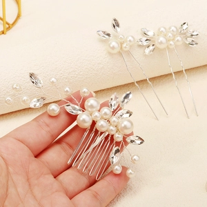 Set accessori per capelli da sposa fatti a mano con pettine e forcine di perle