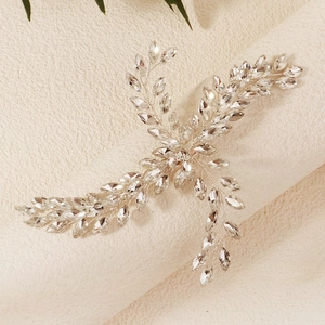 Exquisite bridal hair vine with silver wire and marquise rhinestones for wedding hairstyles