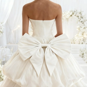 Elegant Oversized White Fabric Bow Brooch For Wedding Dress Detachable Large Bowknot Accessories For Bridal Evening Gown Party Decoration Women Jewelry