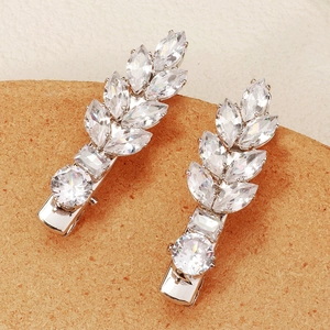Exquisite Zirkon Blatt Haarklammern Legierung Marquis Schliff Kristall Entenschnabel Clips Für Hochzeit Mode Haarschmuck Damen