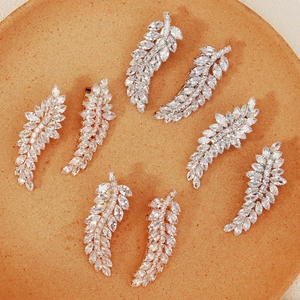 Elegant Zircon Wheat Ear Leaf Hair Clips For Women Gold Silver Plated Brass Hair Barrettes Side Hair Accessories Jewelry Gift