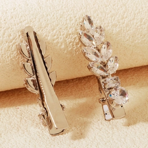 Exquisite Kristall Zirkon Blatt Haarklammern mit Versilberung für Damen Hochzeiten