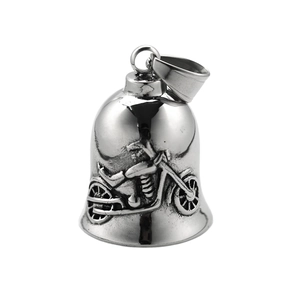 Retro hip hop bell pendant made of stainless steel with embossed motorcycle design