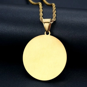 Collier hip hop avec pendentif tête de lion plaqué or en acier inoxydable et chaîne corde