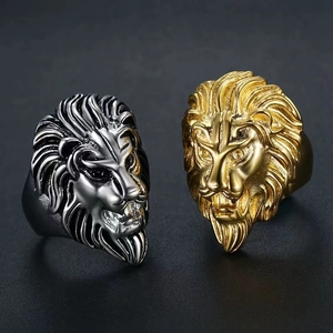 Anello Testa Di Leone In Acciaio Inossidabile 316 Hip Hop Per Uomo Placcato Oro Punk Gotico Animale Biker Gioielli