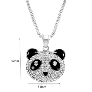 Détails du pendentif panda hip-hop avec dimensions 36mm par 31mm et pierres brillantes