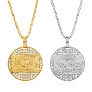 Hip Hop Herren Titanstahl Das Letzte Abendmahl Anhänger Halskette Gold Silber Galvanisiert Strass Religiös Medaillon Schmuck