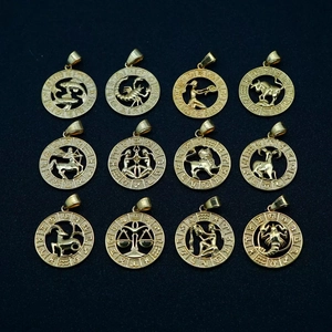Collana con Ciondolo a Rilievo con Segno Zodiacale in Acciaio Inossidabile Vintage Medaglione a Costellazione Rotondo Gioielli Regalo