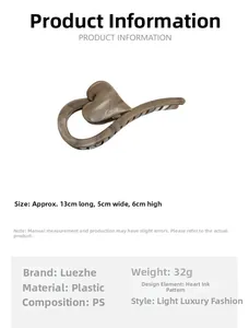 Detailed view of 13cm heart-shaped marble ink pattern hair claw clip dimensions and weight