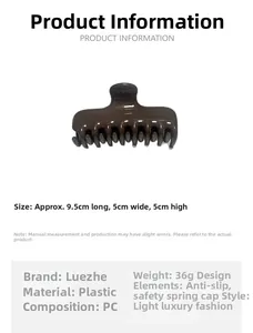 Detailed view of dark brown hair claw clip with anti-slip T-spring and safety beads