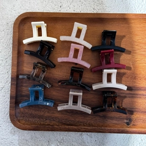 Set van 12 kleine PC rechthoekige haarklemmen in diverse effen en schildpadkleuren