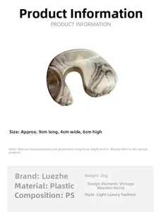 Detailed specs of the 9x4x6cm marble texture hair claw clip showing size and dimensions