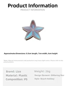 Macro detail of star-shaped hair claw clip in gradient blue-purple with 8.5cm size