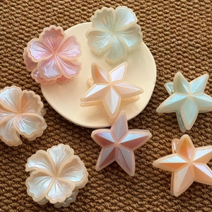 Pince à Cheveux Irisée en Forme de Fleur et Étoile Couleurs Macaron Accessoires de Coiffure en Plastique PS Pour Femmes