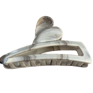 Retro ink marble pattern triangle heart hair claw clip with cutout rectangular base
