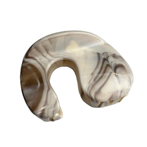 Elegant ink-marble pattern acetate hair claw clip with cream and coffee tones