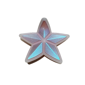 Colorful star hair claw clip with holographic glitter gradient and white translucent frame
