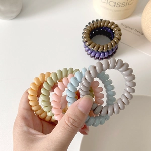 Minimalist Spiral Hair Ties Solid Color Elastic Telephone Wire Hair Coils For Women Girls Daily Hair Accessories