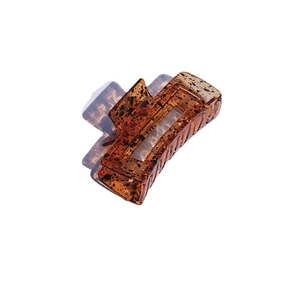 Minimalist square tortoiseshell hair claw clip with elegant amber pattern and hollow design